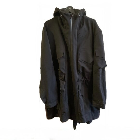 Y-3 Adidas/Yohji Yamamoto Hooded Double Zip Fishtail Coat - Picture 2 of 16